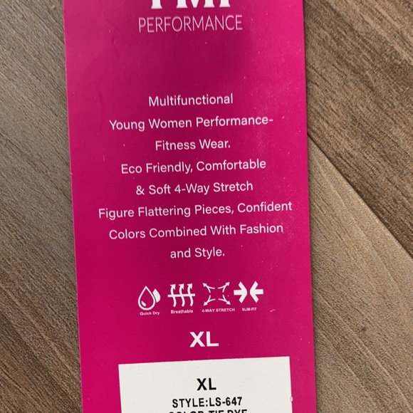 3/$45 YMI performance fitness wear tie dye print top & stretch pant XL jr - Picture 8 of 17